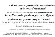 Cérémonie du 19 mars 2023 - rendez-vous à 10 h 45 sur la place Roger Durieux